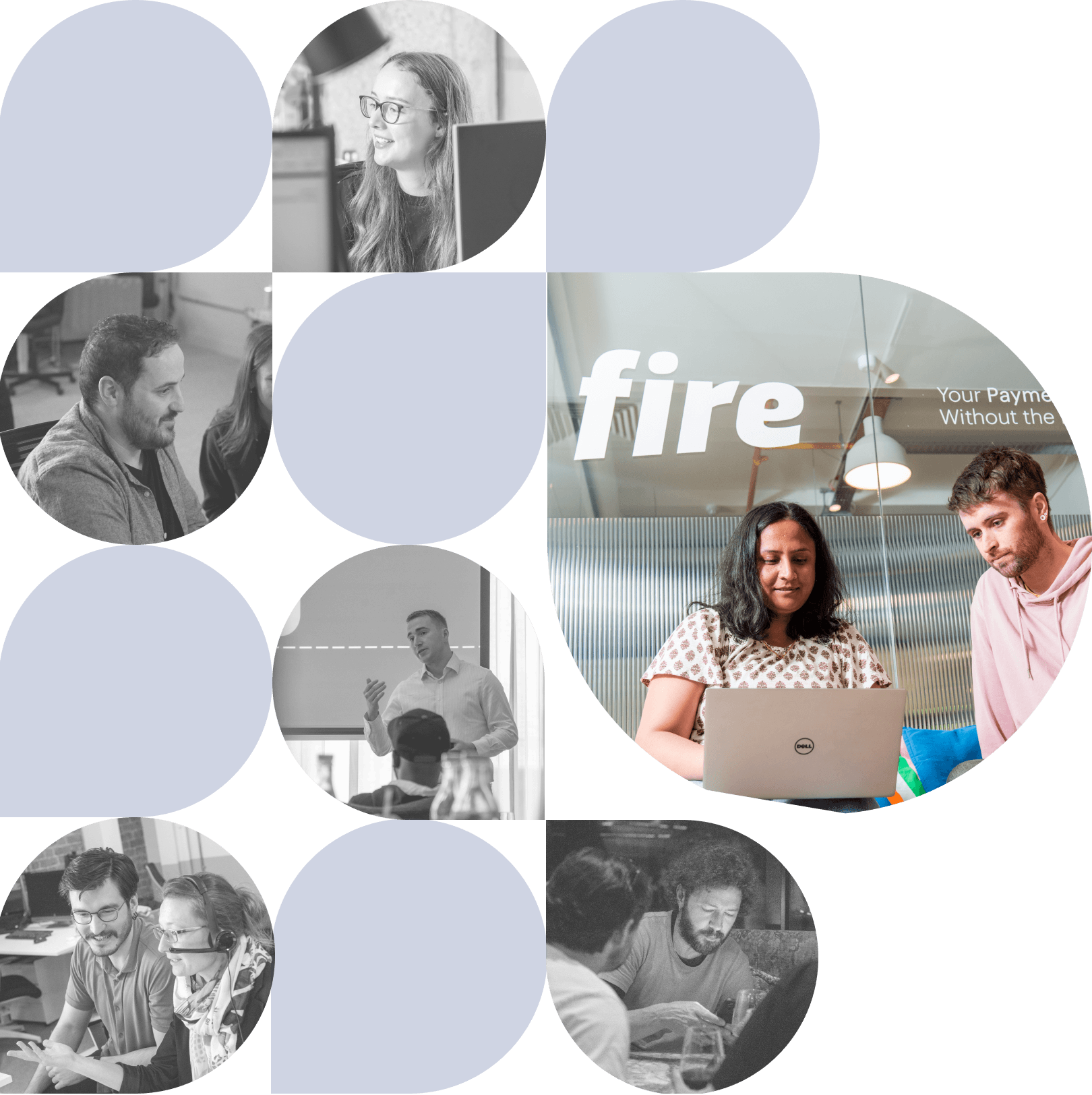 Decorative imagery featuring Fire's colleagues.
